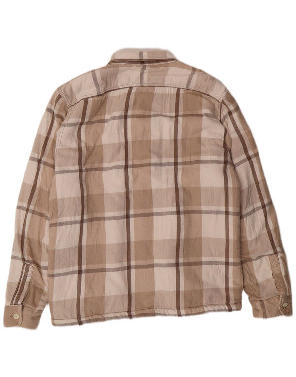 HOLLISTER Herren-Lumberjack-Flanellhemd XL, beige karierte Baumwolle
