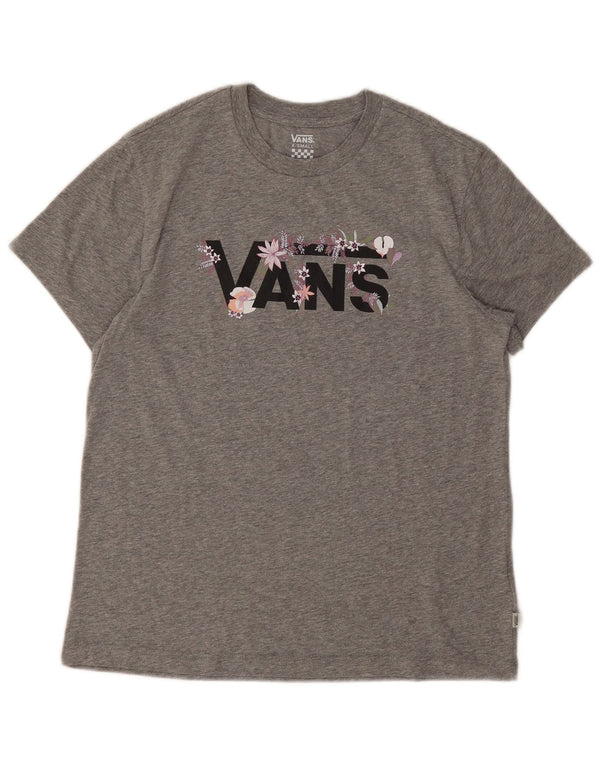 Vans Damen Grafik-T-Shirt-Oberteil UK 6 XS Graue Baumwolle