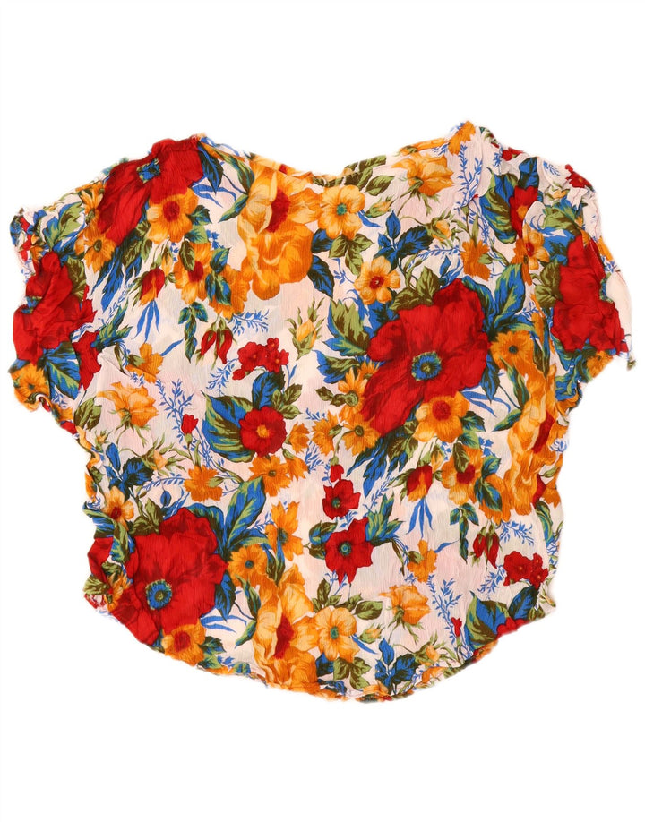 Vintage Damen Bluse Top UK 16 Großes Mehrfarbiges Blumenmuster
