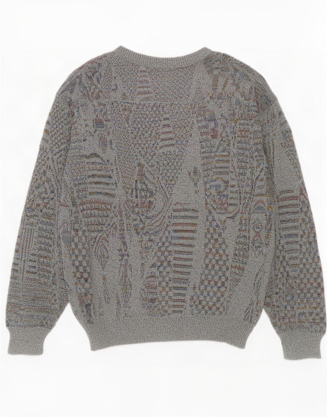 Vintage Herren Pullover mit Rundhalsausschnitt, klein, grau, geometrisch