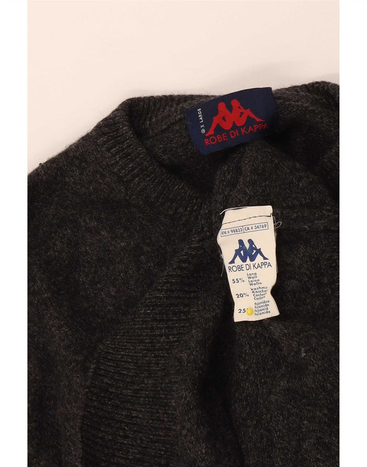 Kappa Herren-Pullover mit Rundhalsausschnitt, XL, graue Wolle