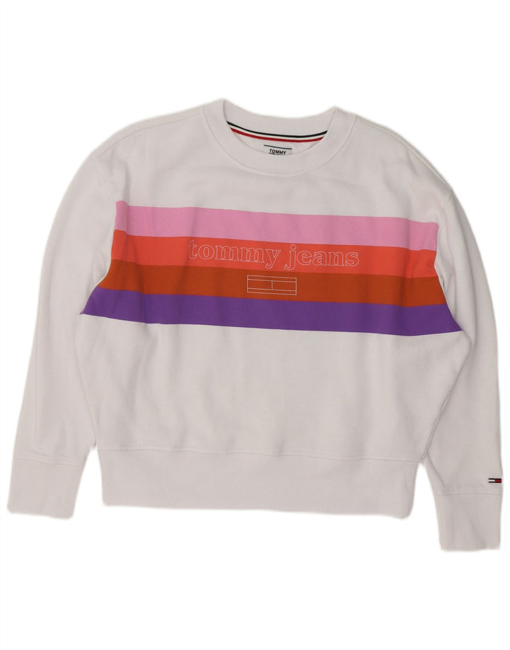 Tommy Hilfiger Damen Grafik-Sweatshirt-Pullover UK 14 Mittelweiß