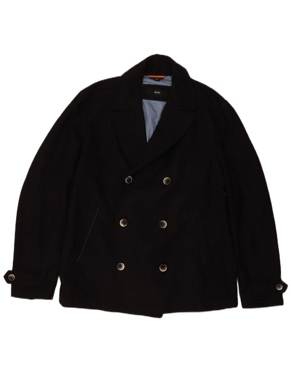 Hugo Boss Herren Pea Coat EU 56 3XL Schwarze Wolle