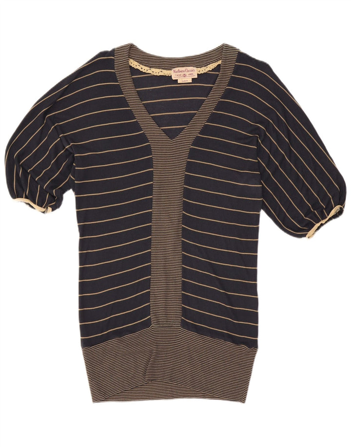 Marlboro Classics Longline-Blusenoberteil für Damen, UK 44, Größe L, Marineblau gestreift
