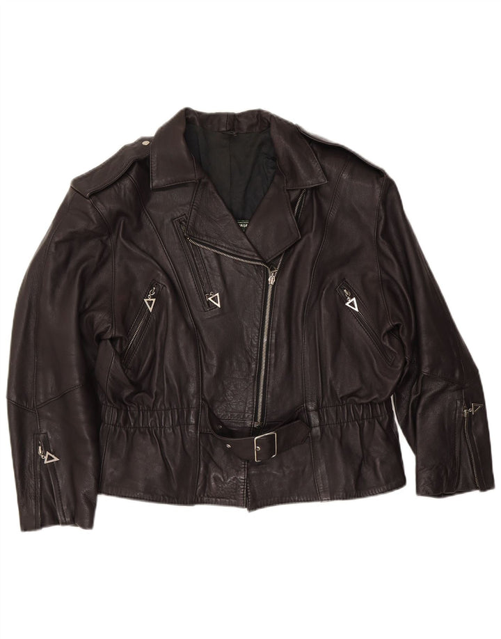 Vintage Damen Leder Bikerjacke UK 14 Großes braunes Leder
