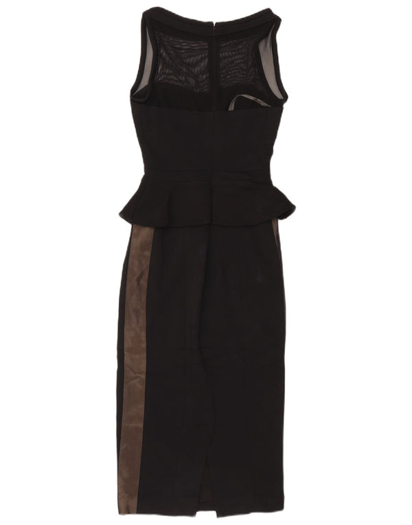 Karen Millen Damen Ärmelloses Schößchenkleid UK 6 XS Schwarz Farbblock