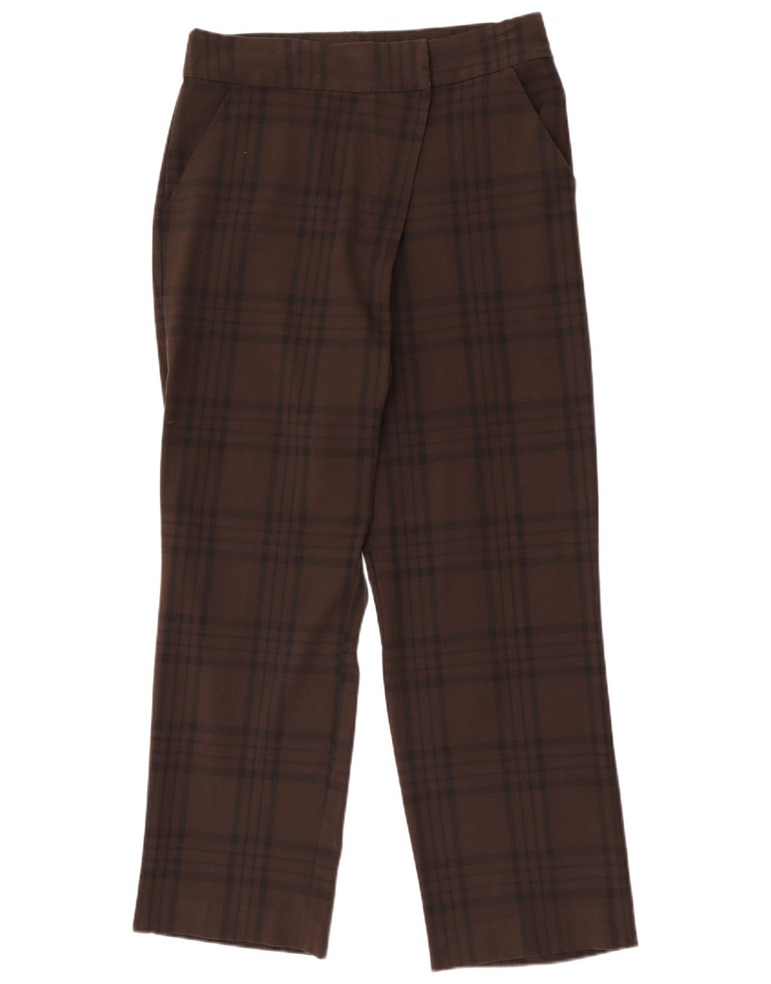 Gerade Chino-Hose für Damen von Zara, groß, W30, L29, braun kariertes Polyester