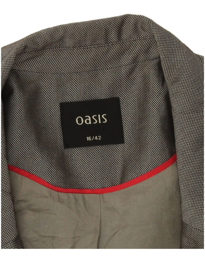 Oasis Damen-Blazerjacke mit 3/4-Ärmeln und 1 Knopf, Gr. 16, Größe L, Grau, Polyester