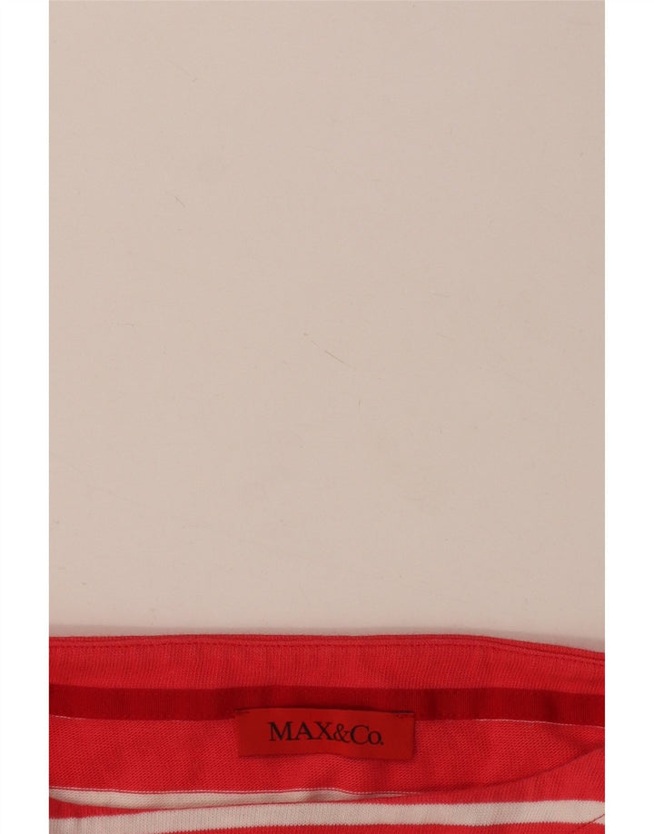Max & Co. Damen Top Langarm UK 14 Large Rosa gestreift