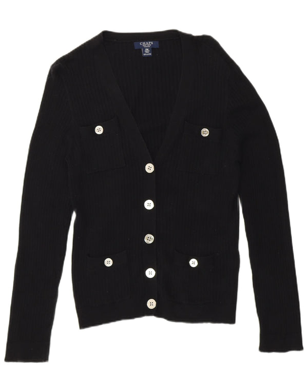 Chaps Damen Petite Cardigan Pullover UK 14 Mittelschwarze Baumwolle