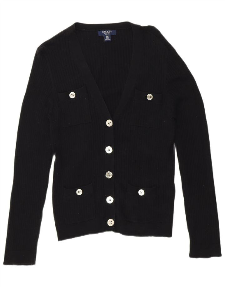 Chaps Damen Petite Cardigan Pullover UK 14 Mittelschwarze Baumwolle