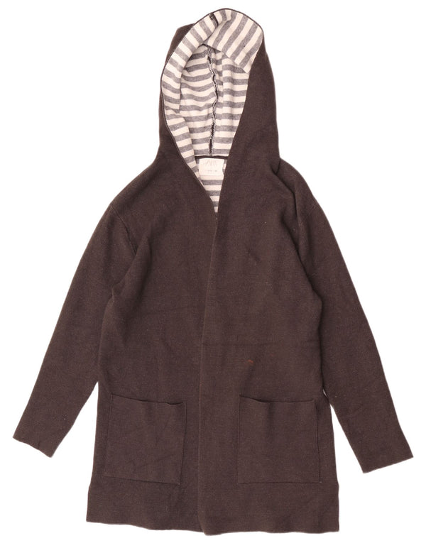 Zara Mädchen-Strickjacke mit Kapuze, lang geschnitten, 13–14 Jahre, graue Viskose