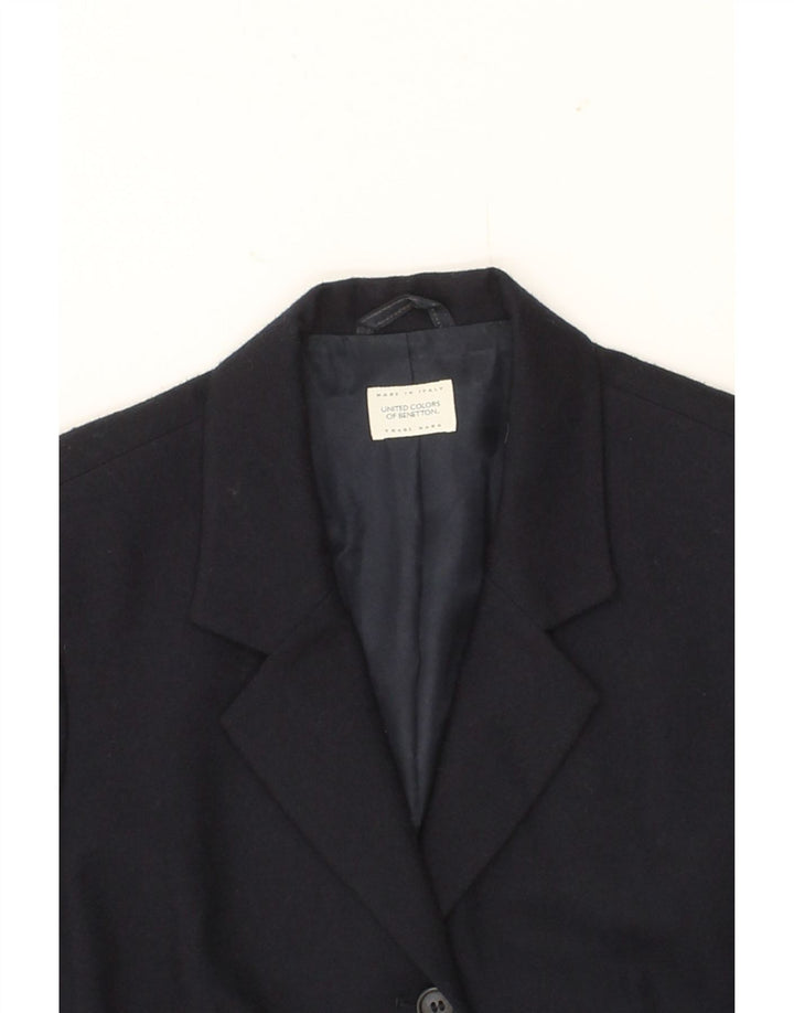 BENETTON Womens 4 Button Blazer Jacket IT 40 Small Navy Blue Wool Vintage Benetton and Second-Hand Benetton from Messina Hembry 