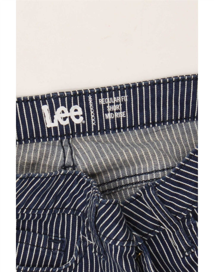 Lee Womens Mid Rise Casual Shorts W30 Medium Navy Blue Nadelstreifen