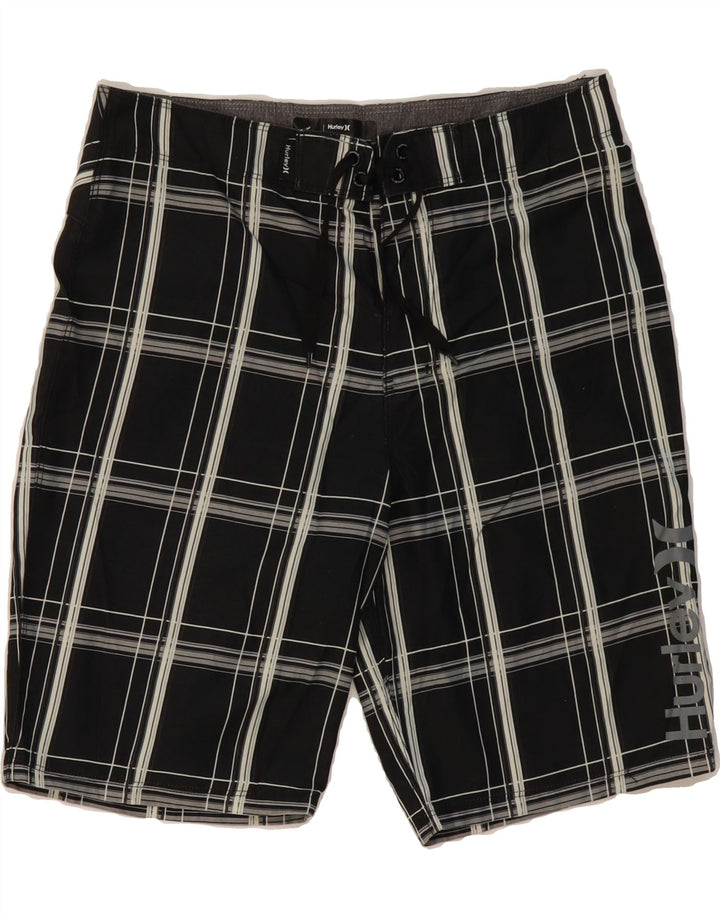 HURLEY Boys Swimming Shorts 15-16 Years  Black Check Polyamide Vintage Hurley and Second-Hand Hurley from Messina Hembry 