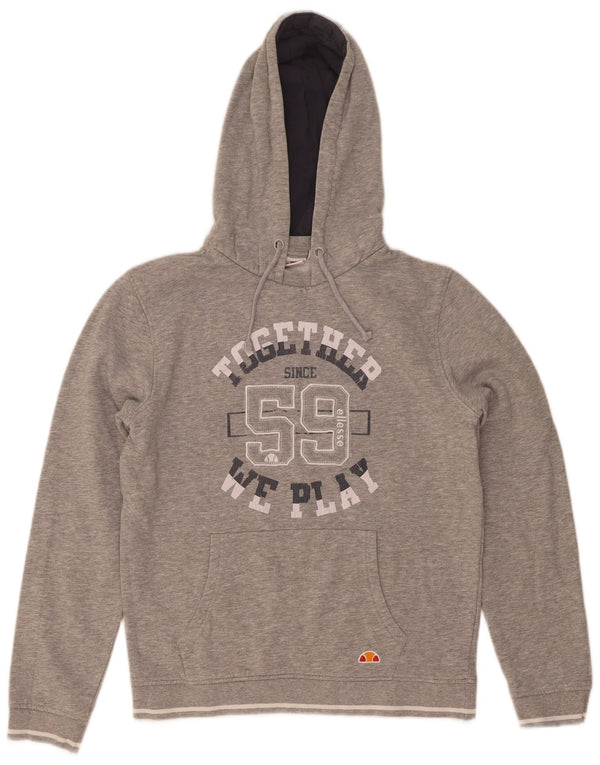 Ellesse Womens Graphic Oversized Hoodie Pullover UK 10 Small Graue Baumwolle