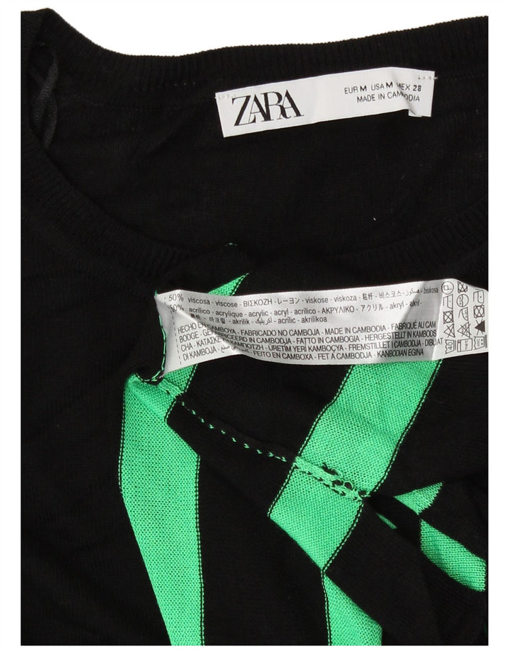 Zara Damen-Pullover mit abstraktem Muster und U-Boot-Ausschnitt, Gr. 14, mittelschwarz