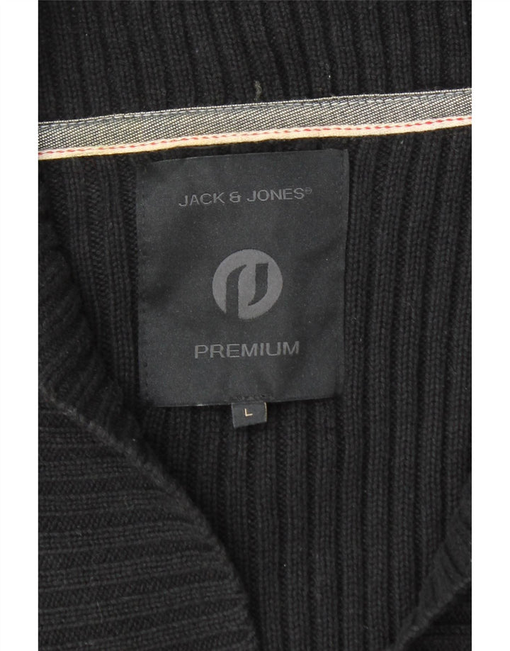 Jack & Jones Herren-Strickjacke, groß, aus schwarzer Baumwolle