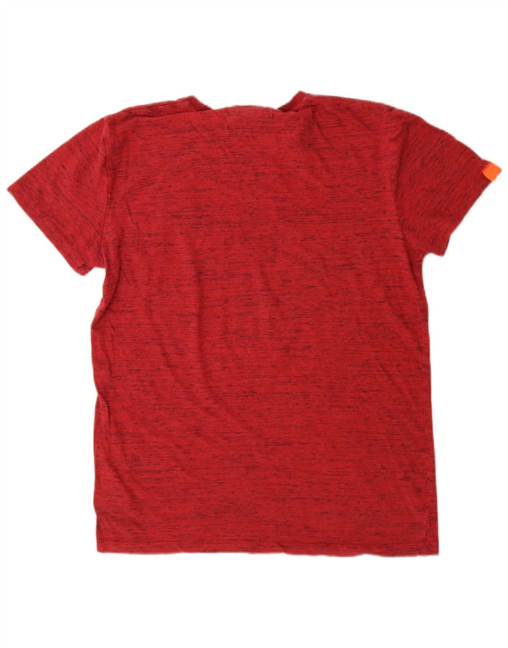 Superdry Herren T-Shirt-Oberteil aus mittelrot gefleckter Baumwolle