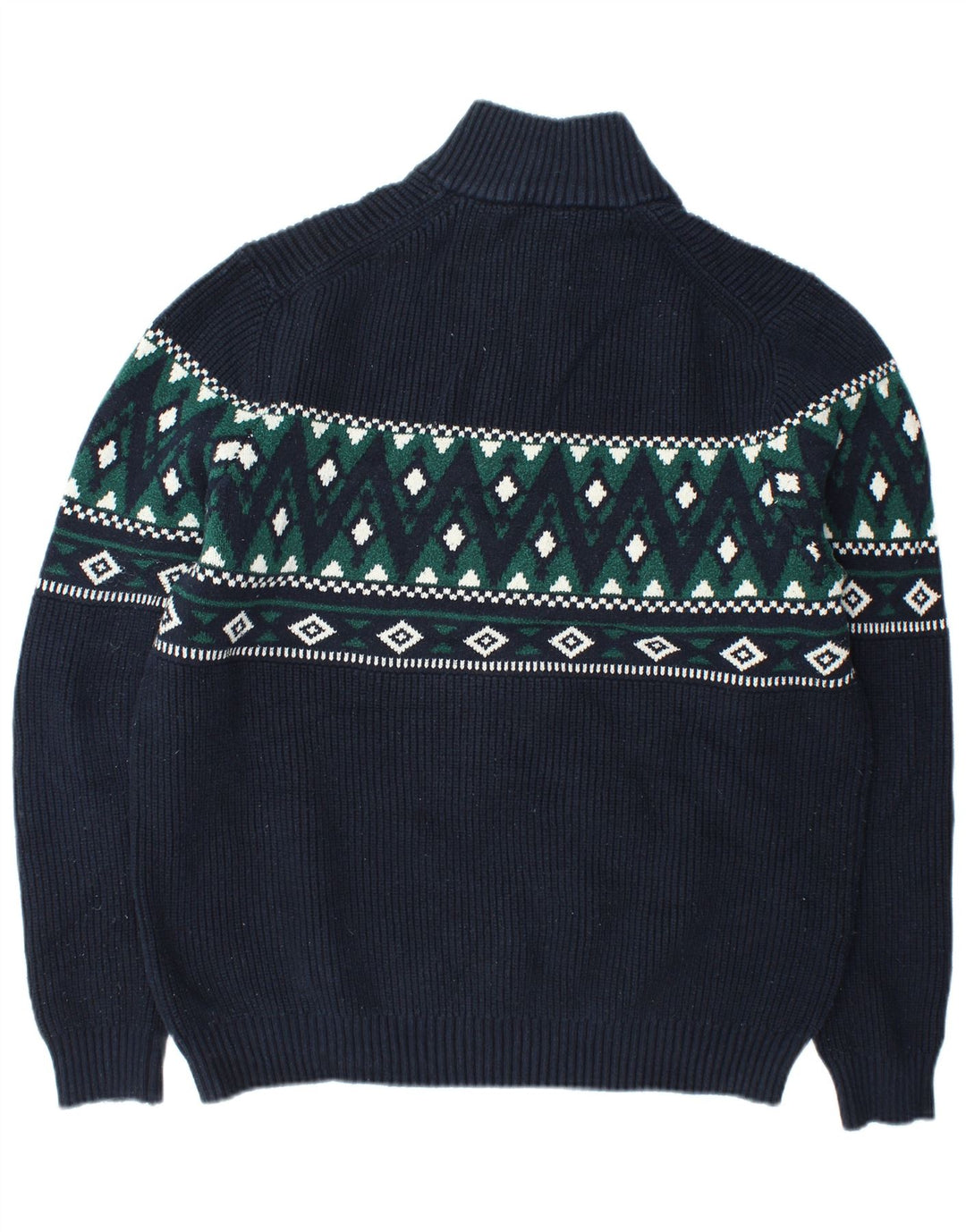 Marks & Spencer Herren-Pullover mit Reißverschluss am Hals, 2XL, Marineblau, Fair Isle