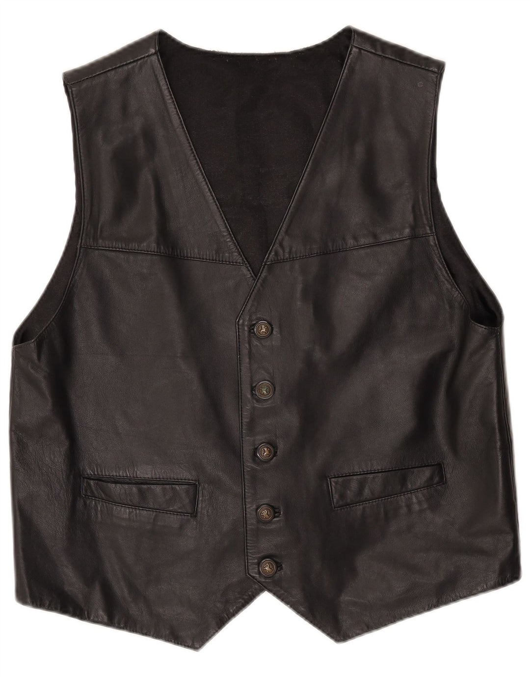 VINTAGE Herren Lederweste XL Schwarzes Leder