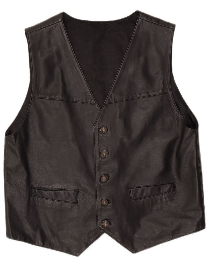 VINTAGE Herren Lederweste XL Schwarzes Leder