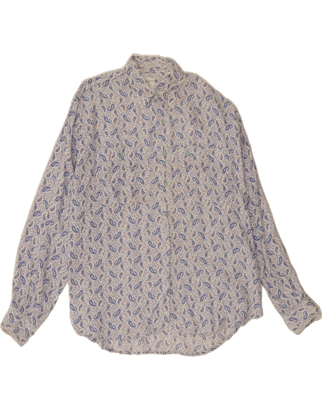 BENETTON Mens Shirt Medium White Paisley Vintage Benetton and Second-Hand Benetton from Messina Hembry 