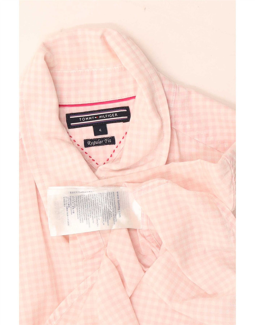 Tommy Hilfiger Damen Kurzarmhemd US 4 Small Pink Gingham