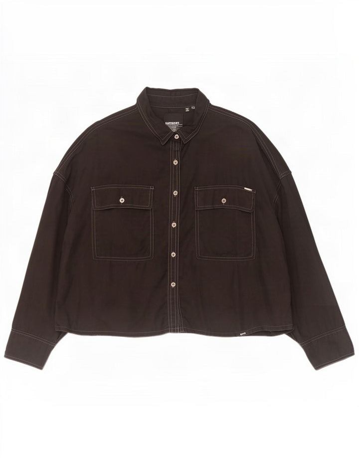 Superdry Damen-Oversize-Hemd UK 14 Large Schwarz Lyocell