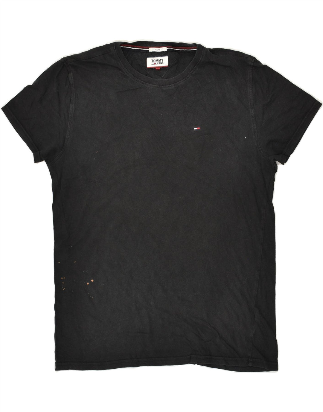 TOMMY HILFIGER Mens Regular Fit T-Shirt Top Medium Black Cotton | Vintage Tommy Hilfiger | Thrift | Second-Hand Tommy Hilfiger | Used Clothing | Messina Hembry 