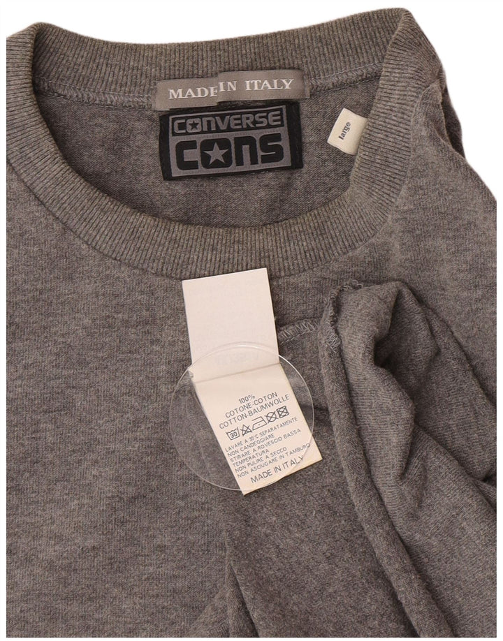 Converse Herren-Oberteil, langärmelig, groß, grau gefleckte Baumwolle