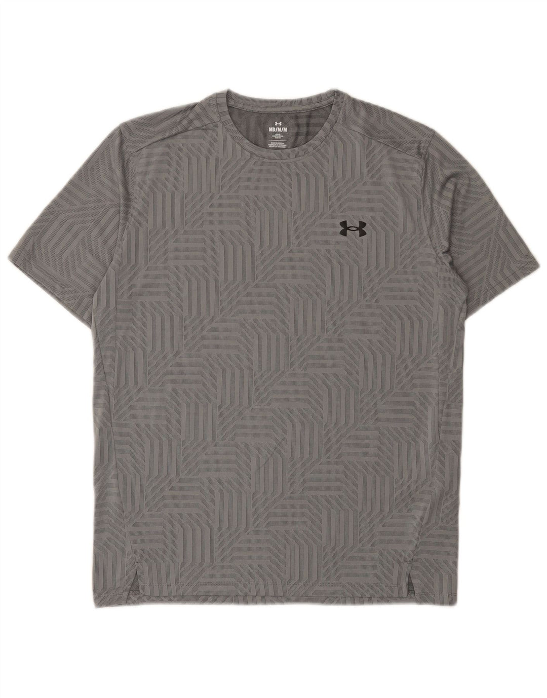 Under Armour Herren-T-Shirt-Oberteil aus mittelgrauem, geometrischem Polyester