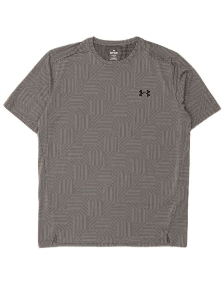 Under Armour Herren-T-Shirt-Oberteil aus mittelgrauem, geometrischem Polyester