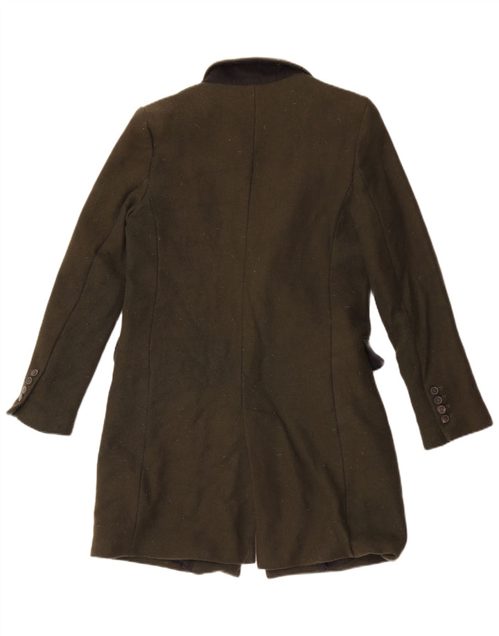 Zara Damen Mantel UK 10 Small Khaki Wolle