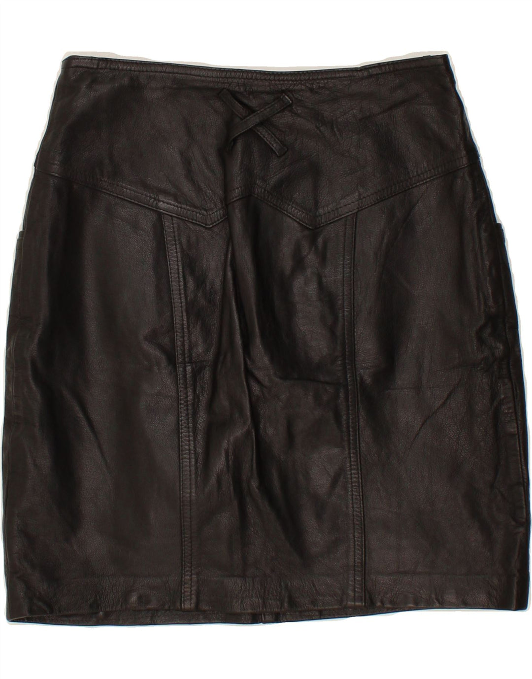 VINTAGE Womens Leather Skirt W28 Medium Black Vintage Vintage and Second-Hand Vintage from Messina Hembry 