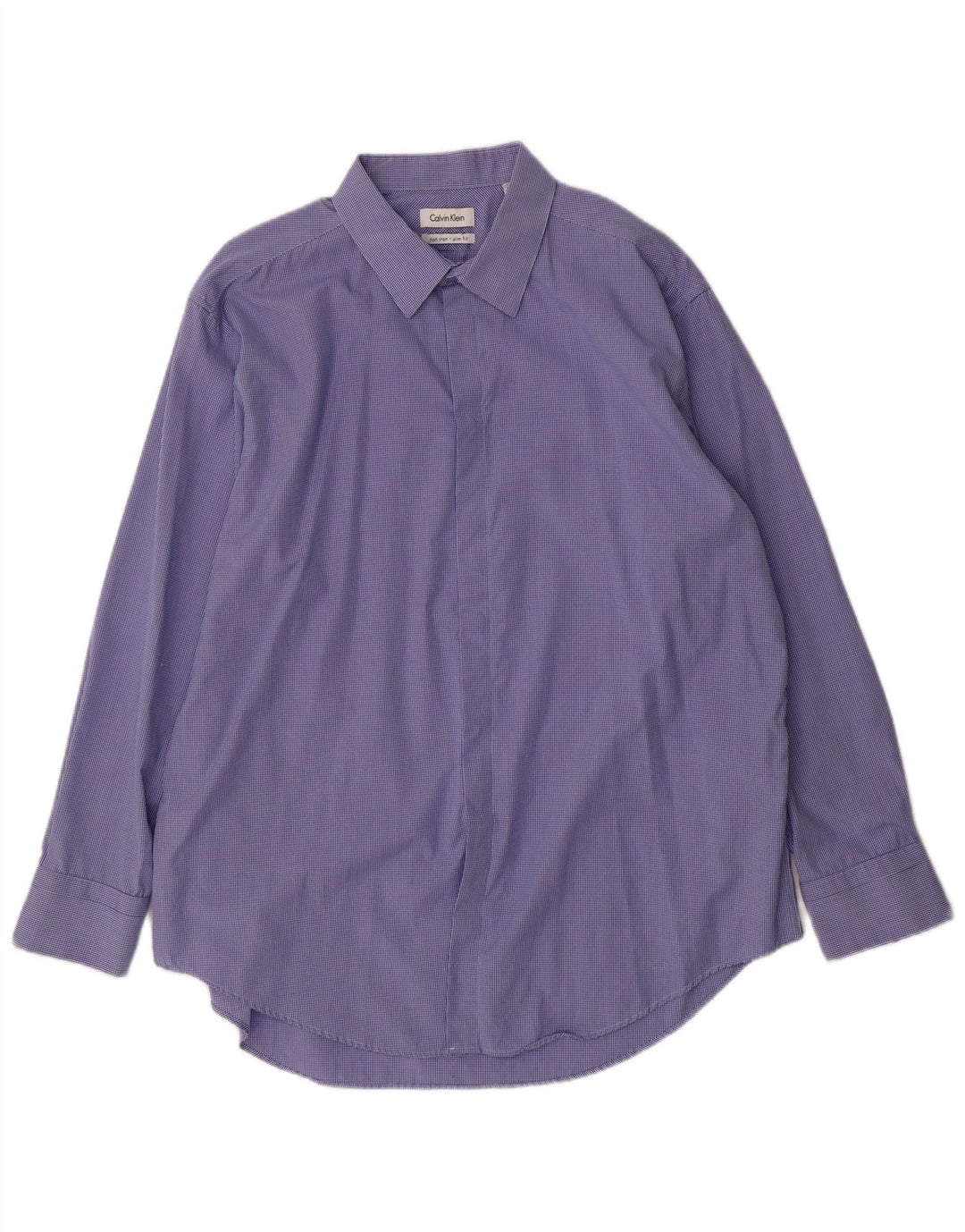 CALVIN KLEIN Herren-Slim-Fit-Hemd, Größe 17 1/2 XL, blau karierte Baumwolle