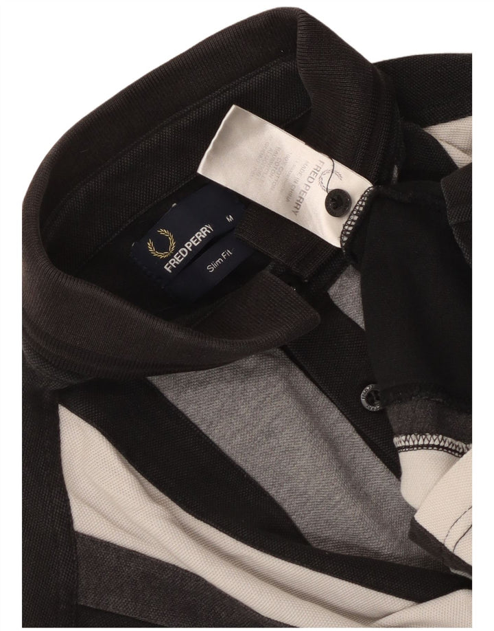 Fred Perry Herren-Poloshirt mit schmaler Passform, Mittelschwarz, Colourblock-Baumwolle