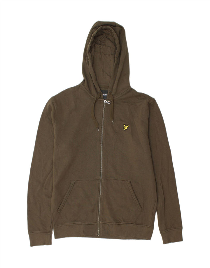 Lyle & Scott Herren-Kapuzenpullover mit Reißverschluss, mittlere Khaki-Baumwolle