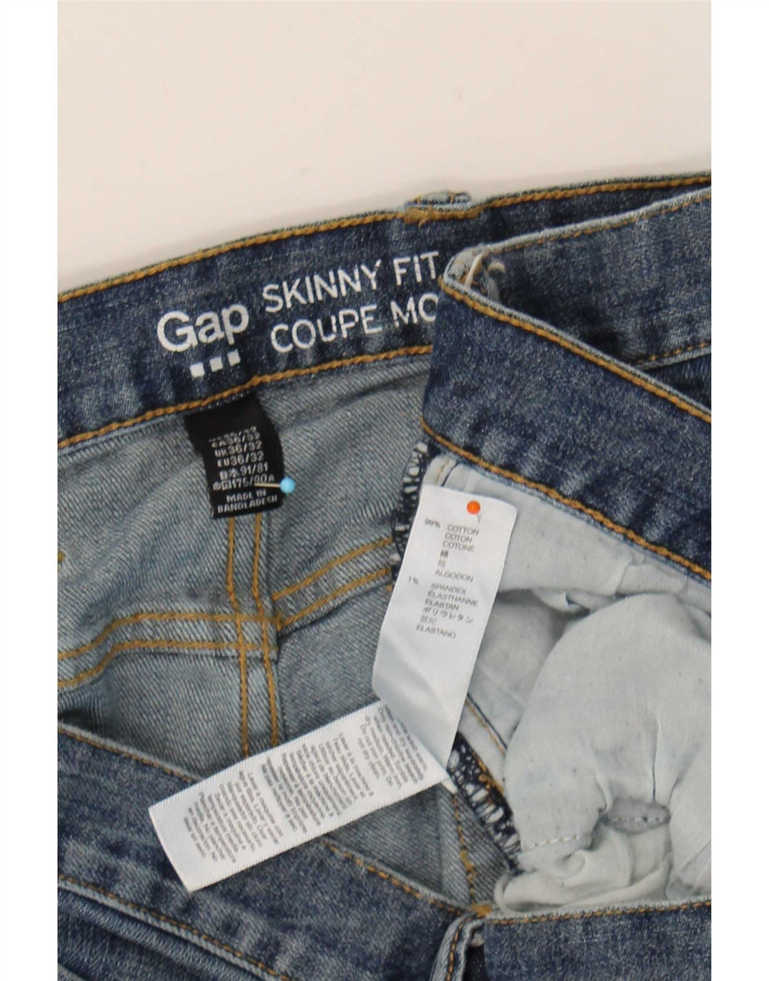 Gap Herren Skinny Jeans W36 L32 Blaue Baumwolle