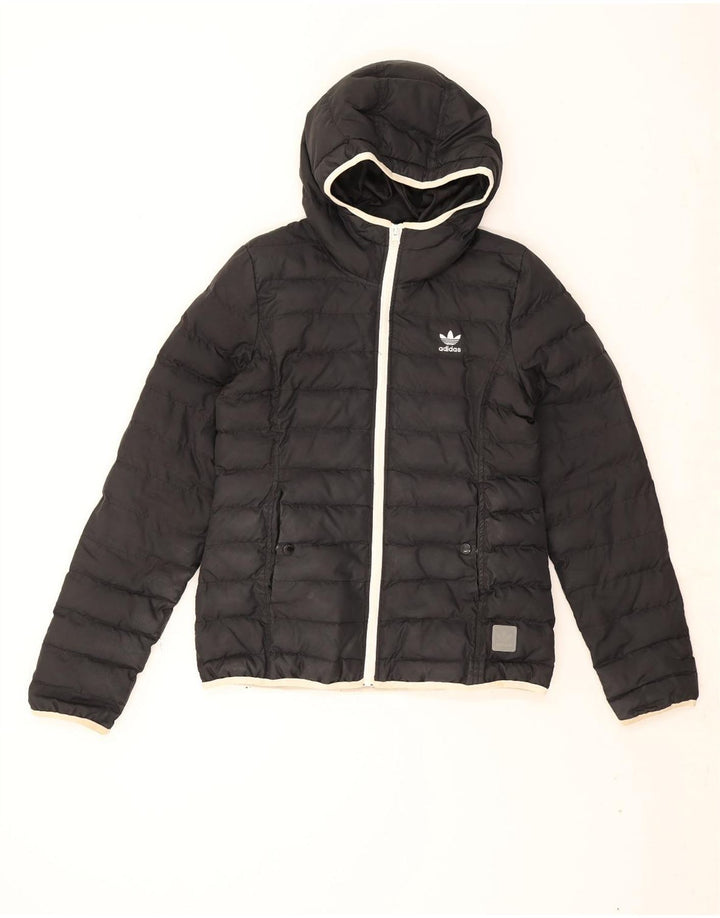 Adidas Damen Kapuzenjacke, gepolstert, UK 14, mittelschwarz, Polyester