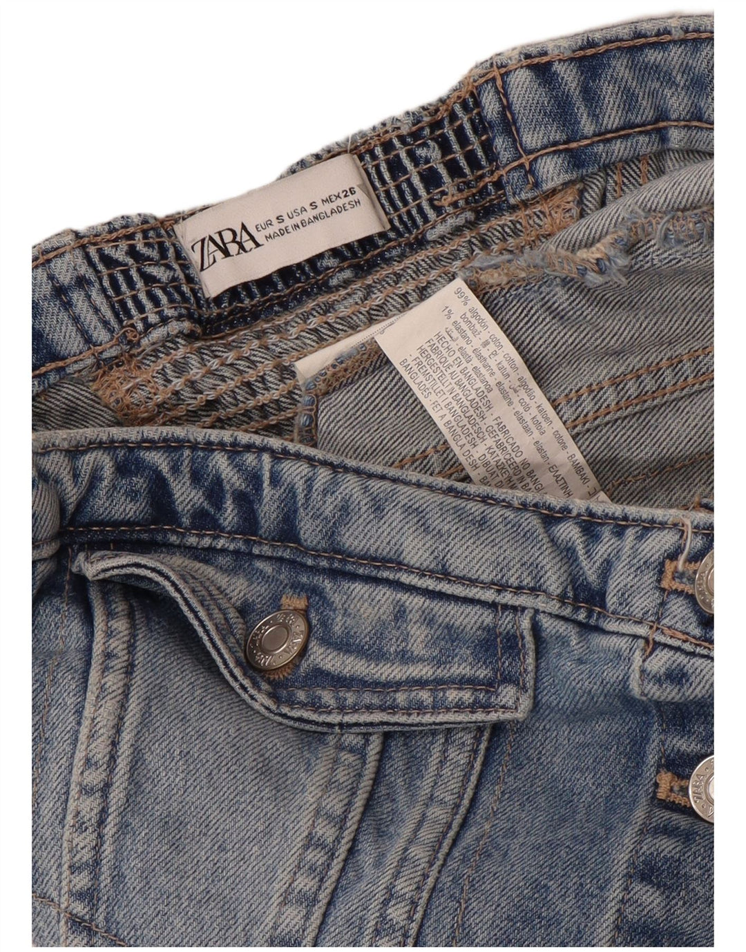 Trägerloses Denim-Korsettoberteil von Zara für Damen, Größe S, Blau, Baumwolle