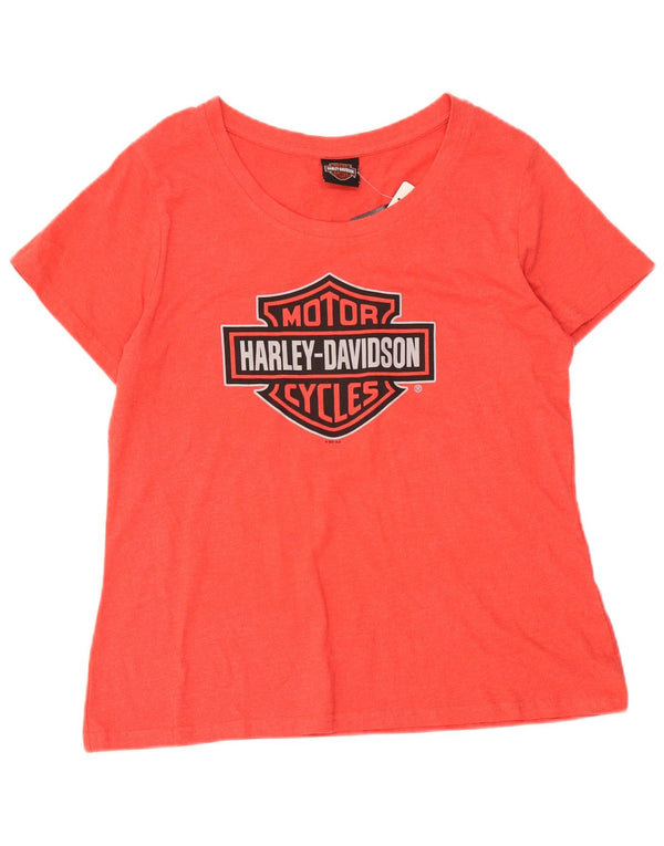 Harley Davidson Womens Graphic T-Shirt Top UK 16 Large Red Cotton