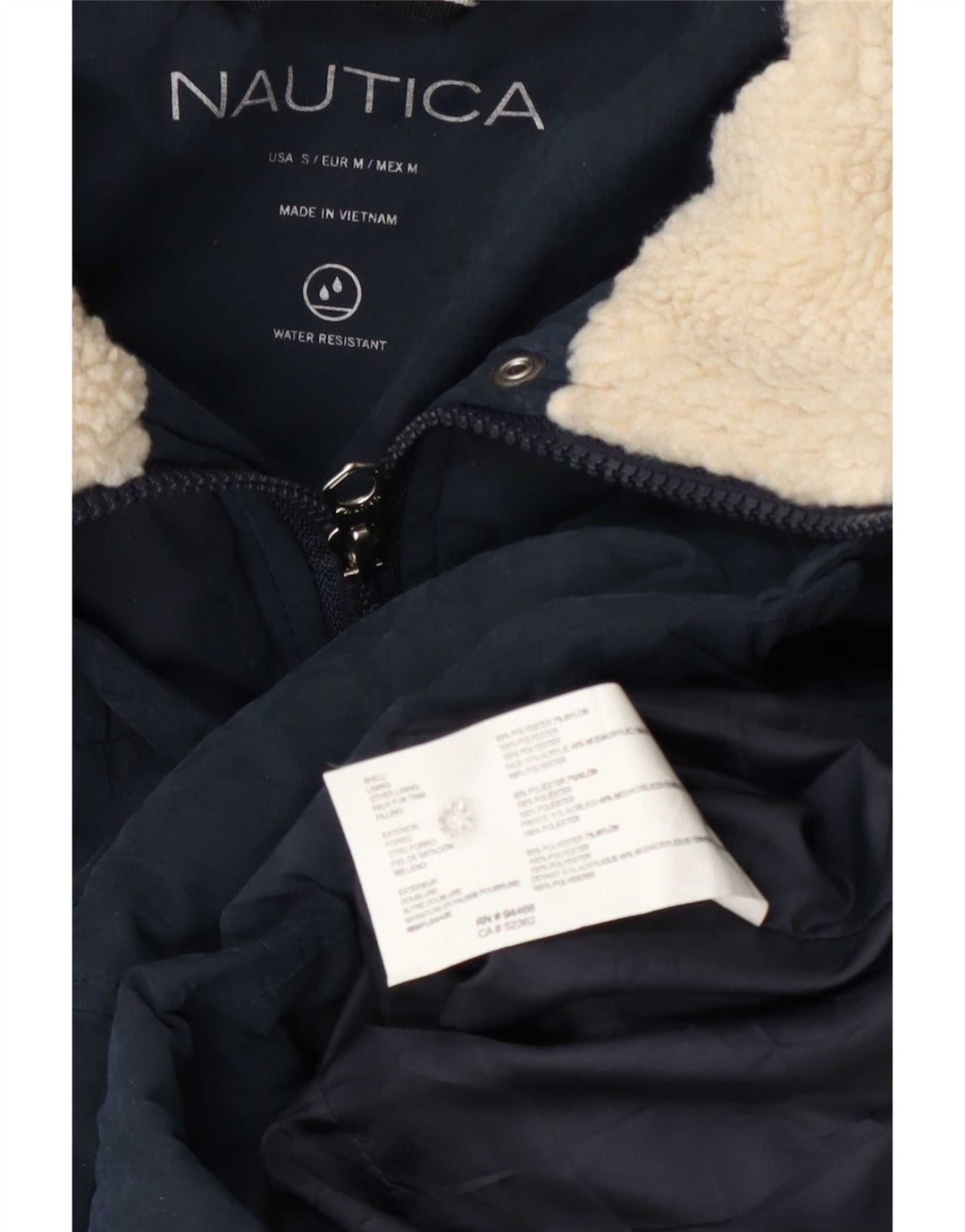 Nautica Wattierte Damenjacke mit Kapuze, UK 14, Mittelmarineblau, Polyester