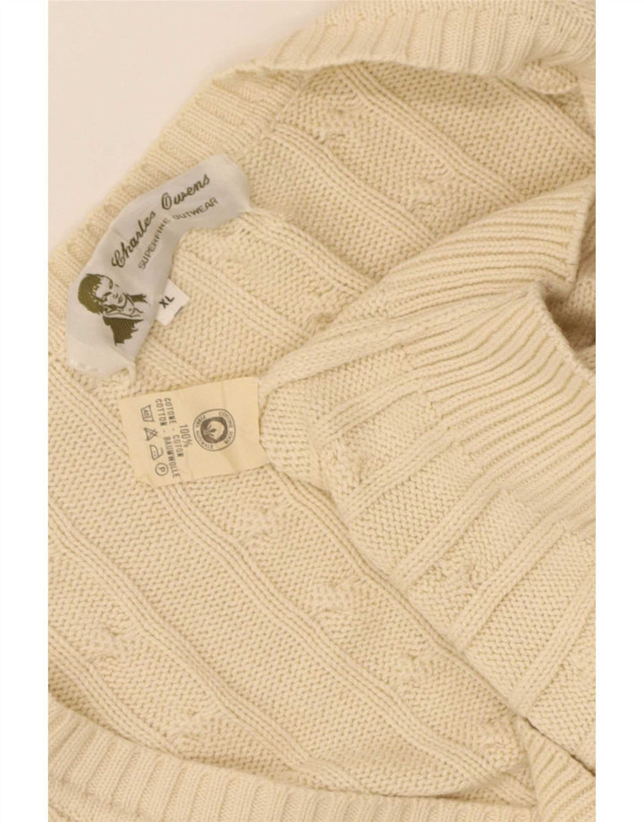 Vintage Herren Cardigan Pullover XL Beige Baumwolle