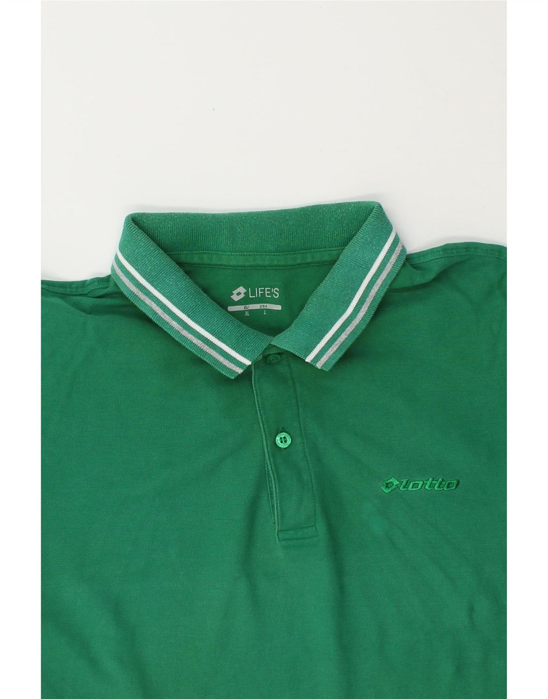 LOTTO Mens Polo Shirt Large Green Cotton Vintage Lotto and Second-Hand Lotto from Messina Hembry 