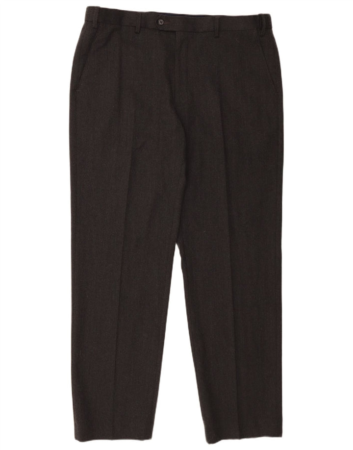 Gerade Herren-Anzughose von Marks & Spencer, W38, L31, graue Baumwolle