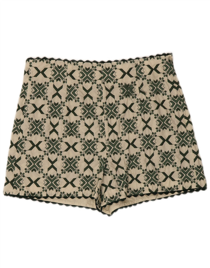 Lässige Damen-Shorts von Zara, Größe L, W30, gebrochenes Weiß, geometrisch