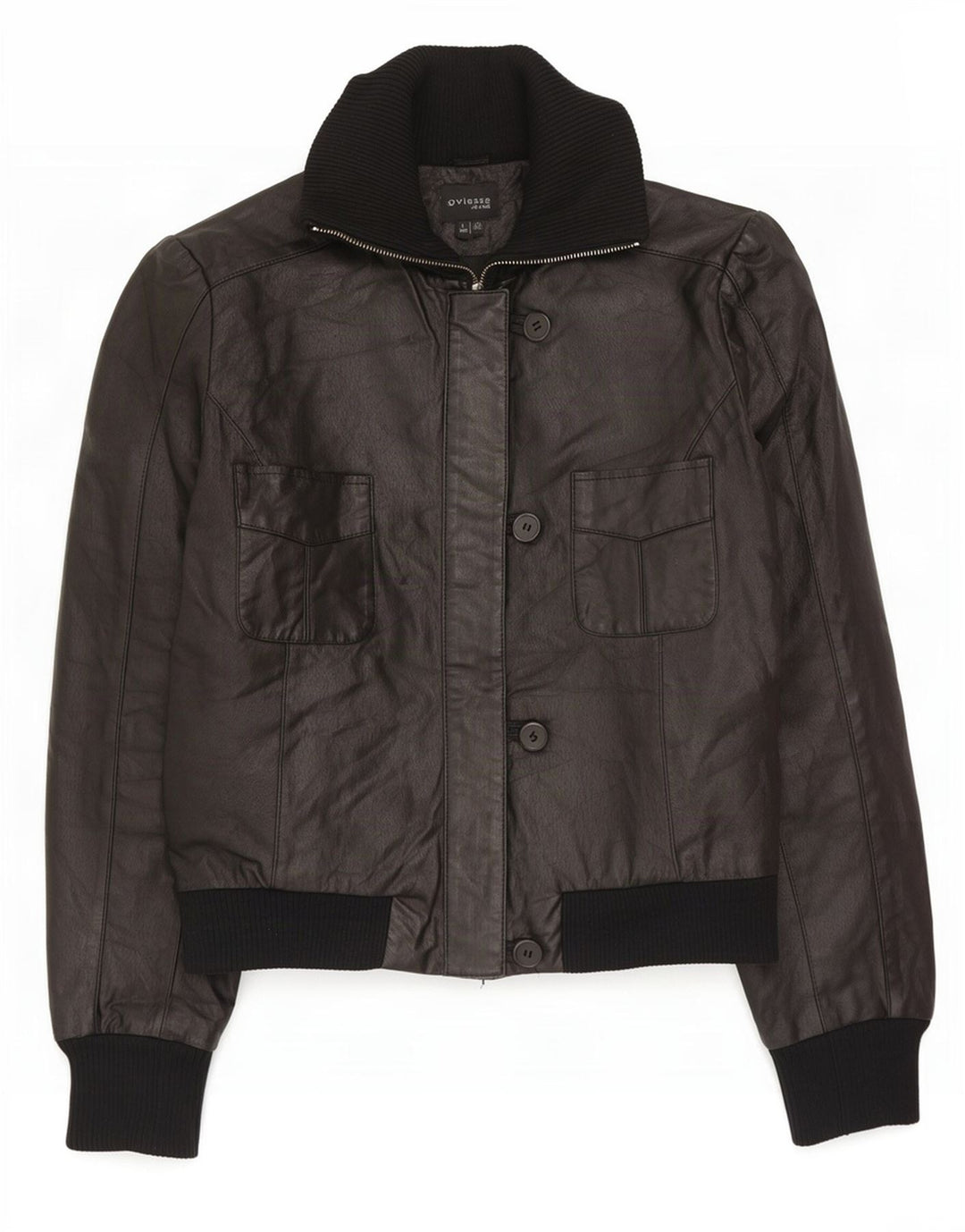 Oviesse Damen Lederjacke IT 46 Large Schwarz