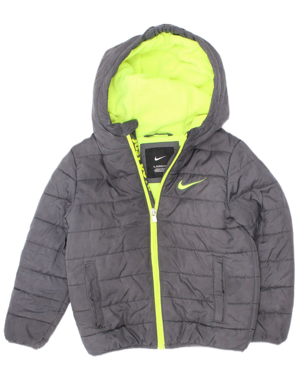 Nike Wattierte Jacke mit Kapuze für Jungen, 3–4 Jahre, graues Polyester