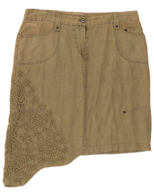 Marlboro Classics Damen Asymmetrischer Rock EU 46 XL W34 Khaki